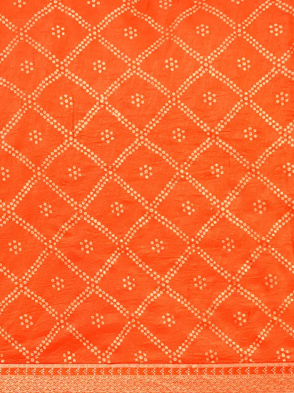 Orange_Vichitra_Silk_Bandhni_Saree