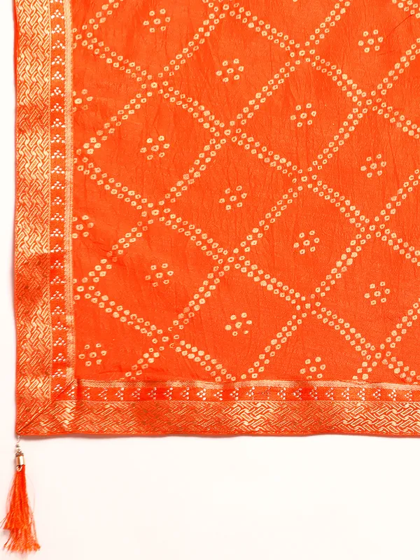 Orange_Vichitra_Silk_Bandhni_Saree