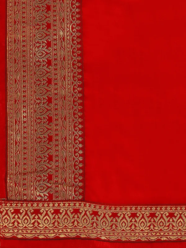 Red_Vichitra_Silk_Lace_Work_Designer_Saree