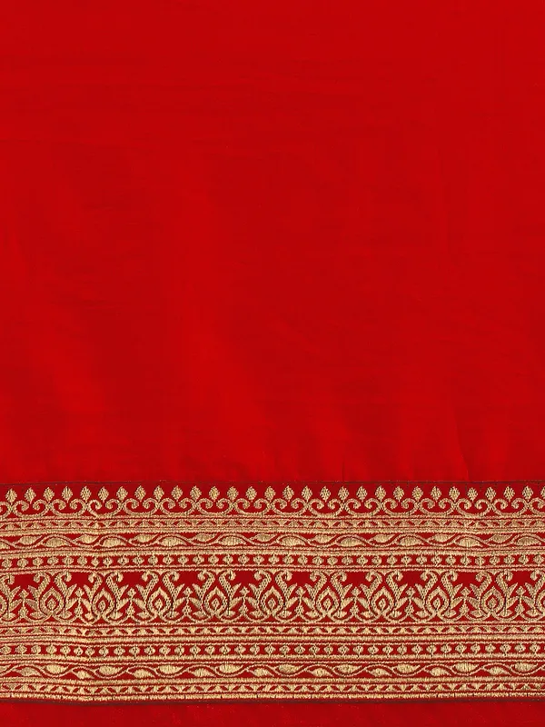 Red_Vichitra_Silk_Lace_Work_Designer_Saree