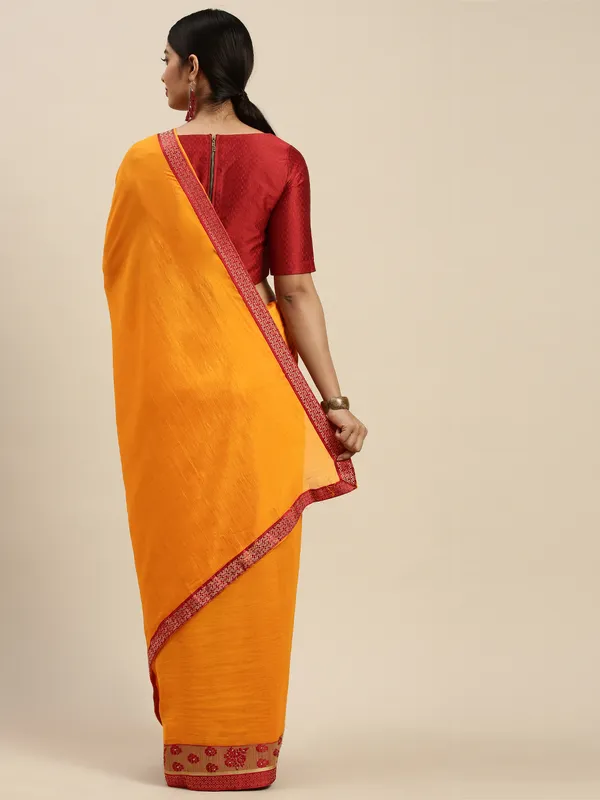Yellow_Vichitra_Silk_Lace_Work_Designer_Saree
