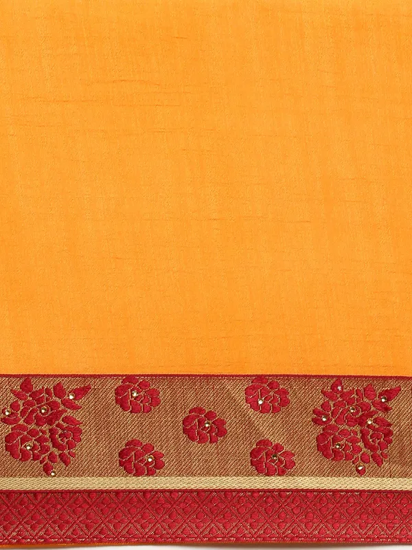 Yellow_Vichitra_Silk_Lace_Work_Designer_Saree