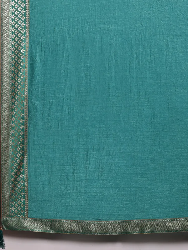 Teal_Blue_Vichitra_Silk_Designer_Saree