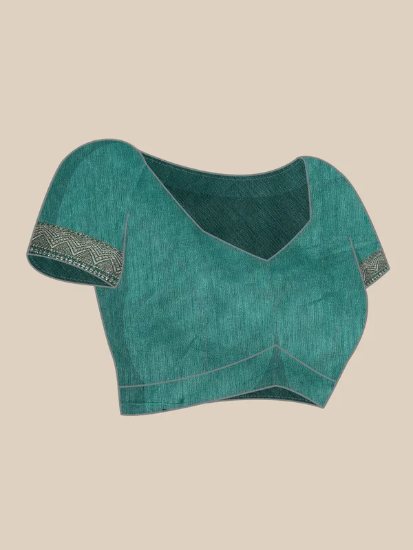 Teal_Blue_Vichitra_Silk_Designer_Saree