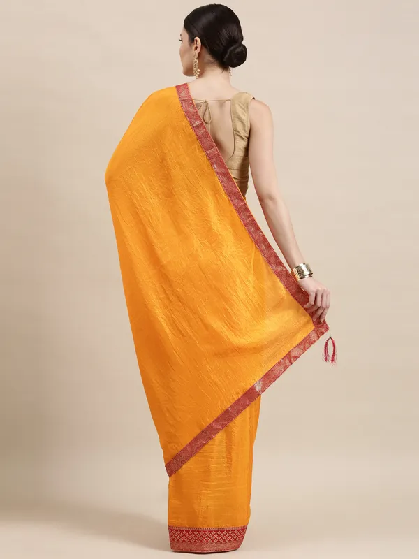Yellow_Vichitra_Silk_Designer_Saree