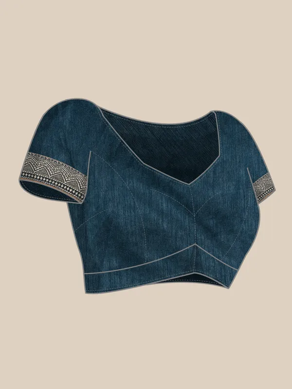 Blue_Vichitra_Silk_Designer_Saree