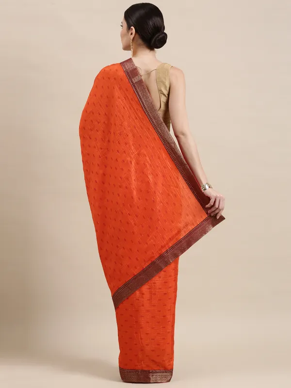 Orange_Vichitra_Silk_Designer_Saree