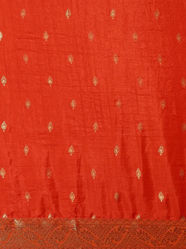 Orange_Vichitra_Silk_Lace_Work_Designer_Saree