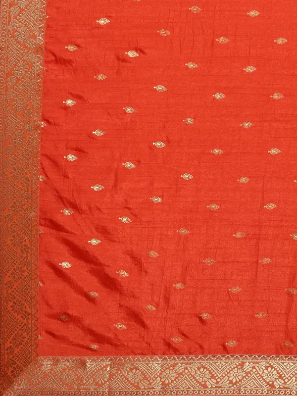 Orange_Vichitra_Silk_Lace_Work_Designer_Saree