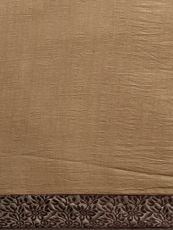 Brown_Vichitra_Silk_Lace_Work_Designer_Saree