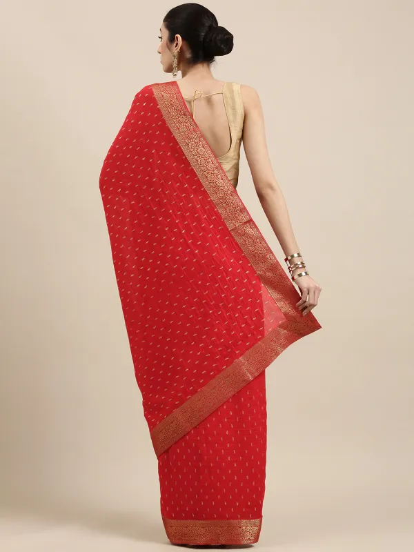 Red_Vichitra_Silk_Lace_Work_Designer_Saree