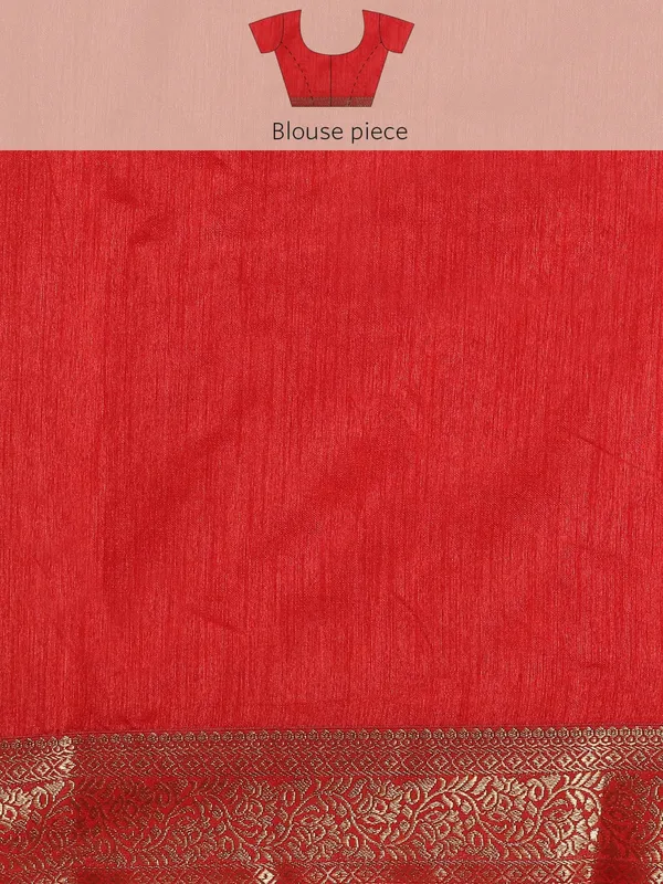Red_Vichitra_Silk_Lace_Work_Designer_Saree