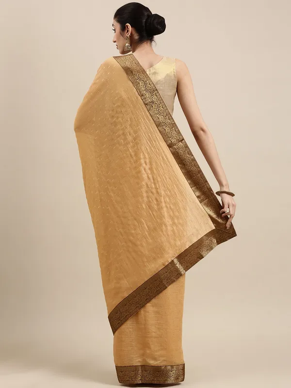 Beige_Vichitra_Silk_Lace_Work_Designer_Saree