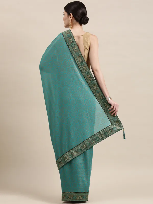Turquoise_Green_Imported_Fabric_Designer_Saree