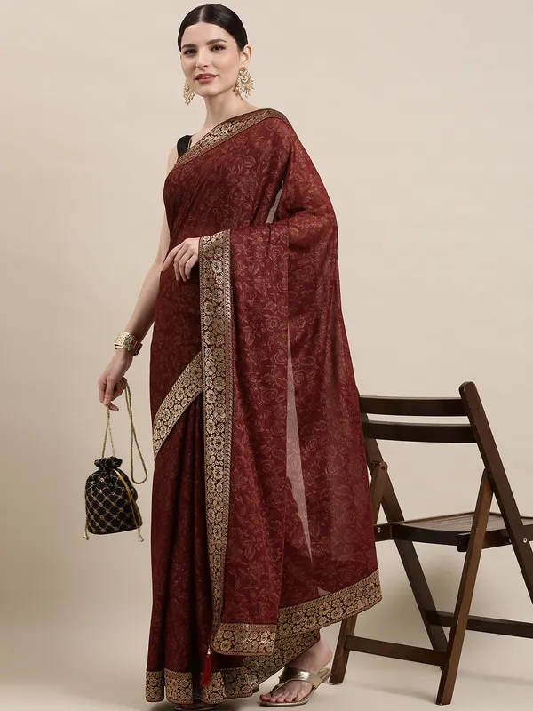 Maroon_Imported_Fabric_Designer_Saree