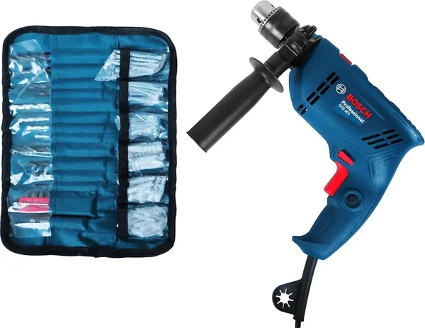 Corded_Electric_Impact_Drill_With_Wrapset_Kit,_600_W,_3000_Rpm_1.4_Nm,_Variable_Speed,_Forward/Reverse_Rotation,_Double_Insulation_Pistol_Grip_Drill_(13_Mm_Chuck_Size)