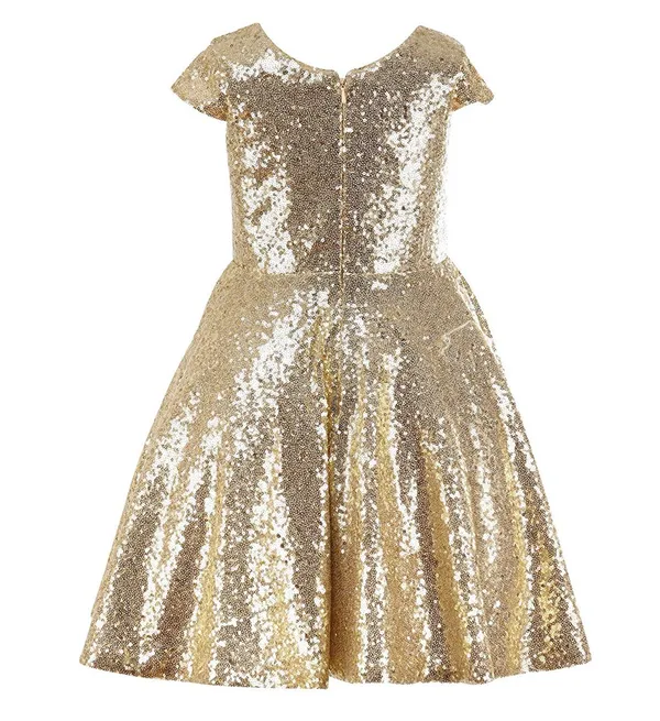 Golden_Sequined_Round_Neck_Dress_For_Girls