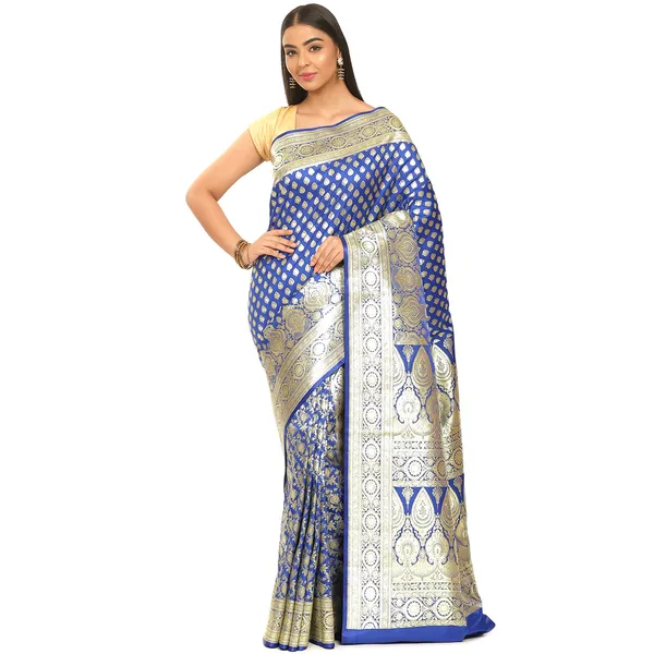 Blue_Satin_Silk_Banarasi_Sarees_For_Women