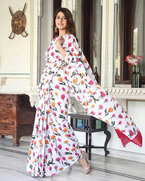 Handicraft_Women's_Block_Print_Pure_Soft_Cotton_Saree_With_Blouse_Piece_With_Blouse_Piece