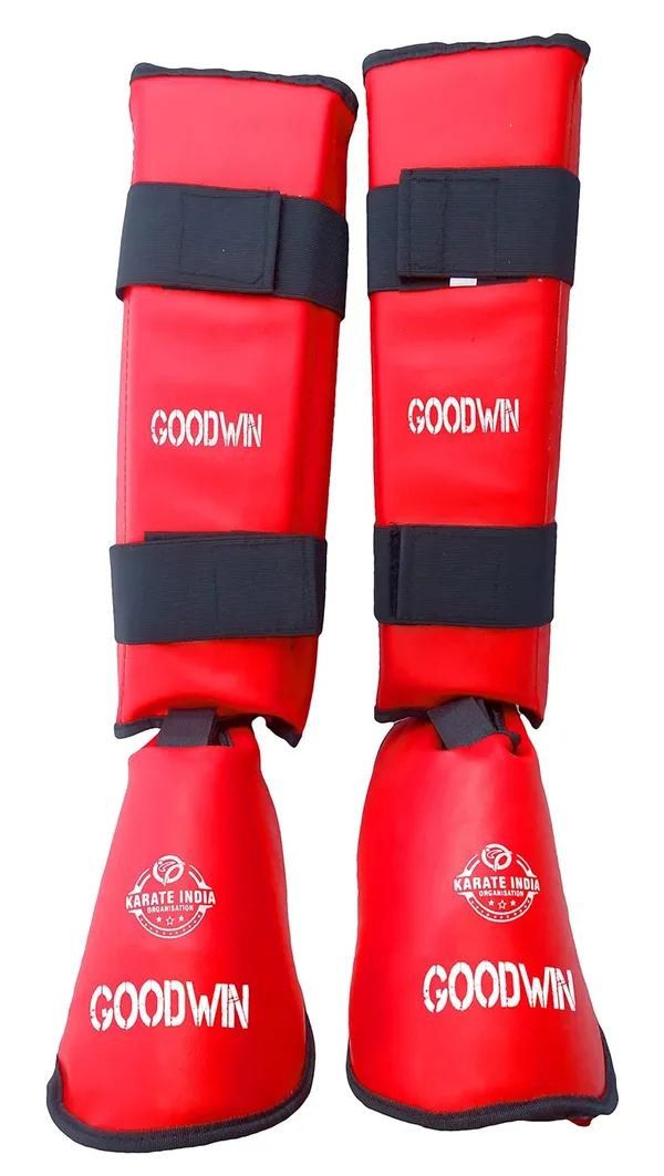 Multicolor_Martial_Arts_Karate_Rexine_Covered_Shin_Guard/Foot_Protector/Shin_Pad_For_Training,_Practice_&_Competition_Level