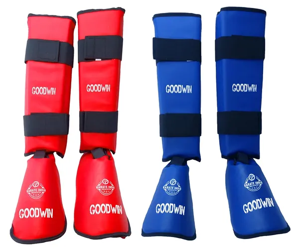 Multicolor_Martial_Arts_Karate_Rexine_Covered_Shin_Guard/Foot_Protector/Shin_Pad_For_Training,_Practice_&_Competition_Level