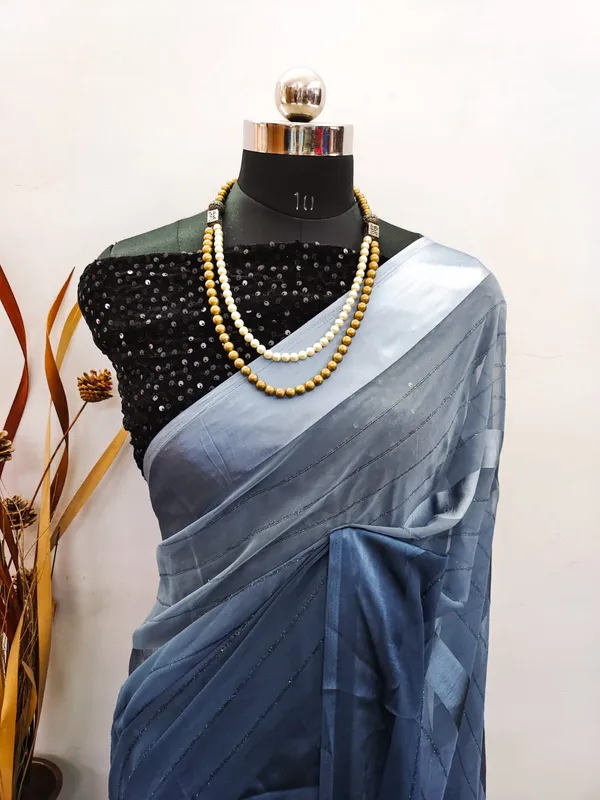 Georgette_Solid_Blue_Saree_With_Embroidery_Blouse