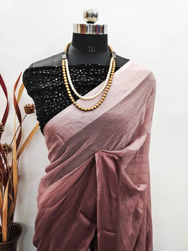 Georgette_Solid_Brown_Saree_With_Embroidery_Blouse