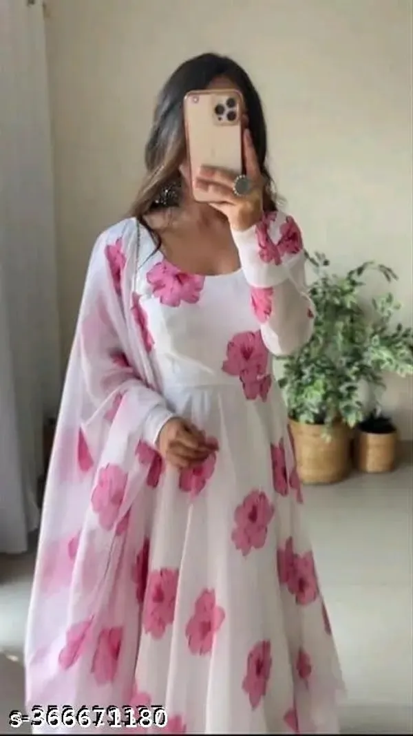 Georgette_Withe_Gown_With_Dupatta_Flower_Print_Design_For_Women
