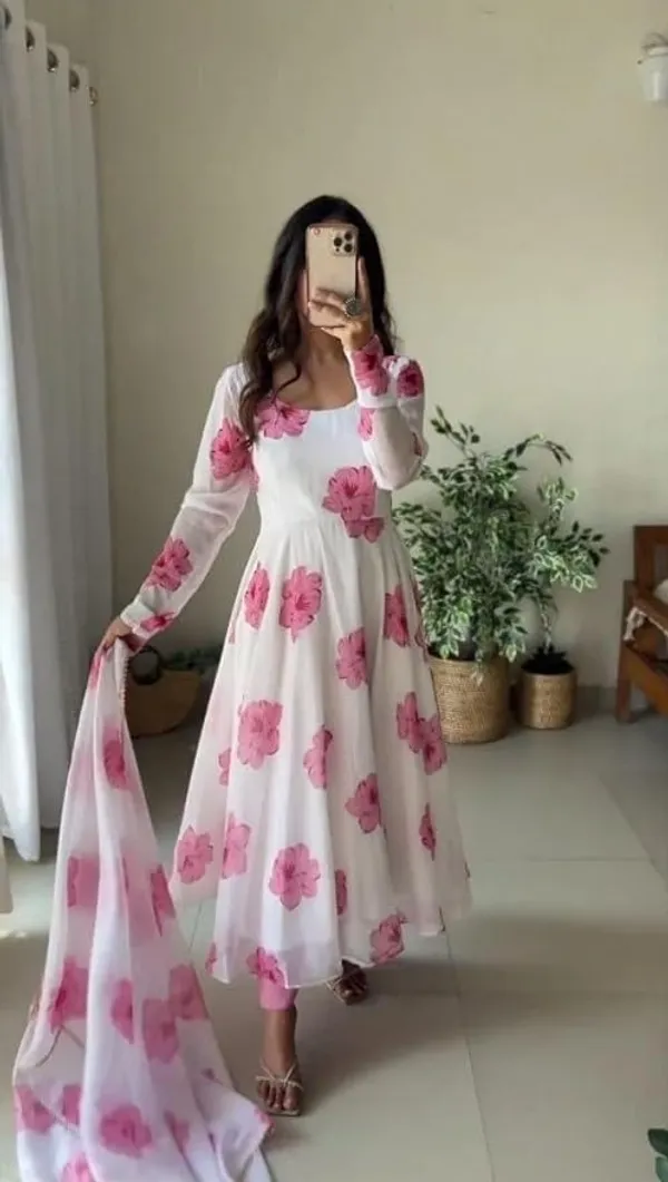 Georgette_Withe_Gown_With_Dupatta_Flower_Print_Design_For_Women