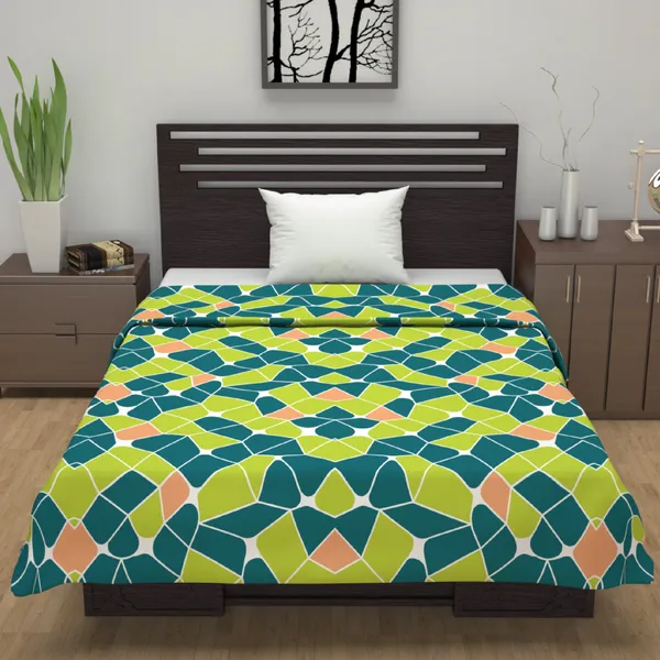 Geometric_Single_Dohar_for_AC_Room_(Polyester,_Green_and_Orange)
