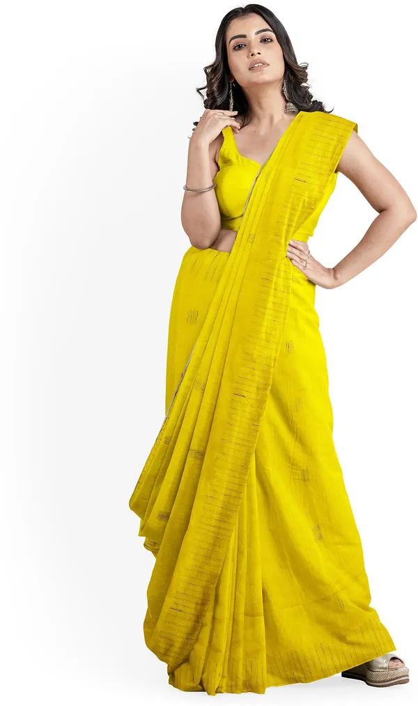 Yellow_Woven_Bollywood_Cotton_Silk_Saree