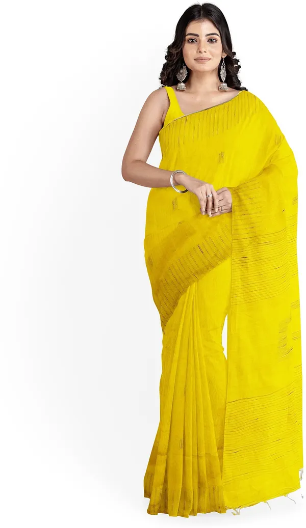 Yellow_Woven_Bollywood_Cotton_Silk_Saree