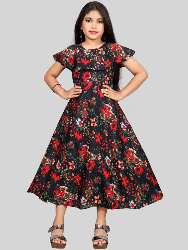 Girls_Black_&_Red_Tropical_Printed_Layered_Flared_Maxi_Dress