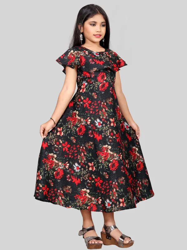 Girls_Black_&_Red_Tropical_Printed_Layered_Flared_Maxi_Dress