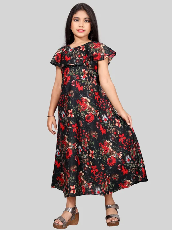 Girls_Black_&_Red_Tropical_Printed_Layered_Flared_Maxi_Dress