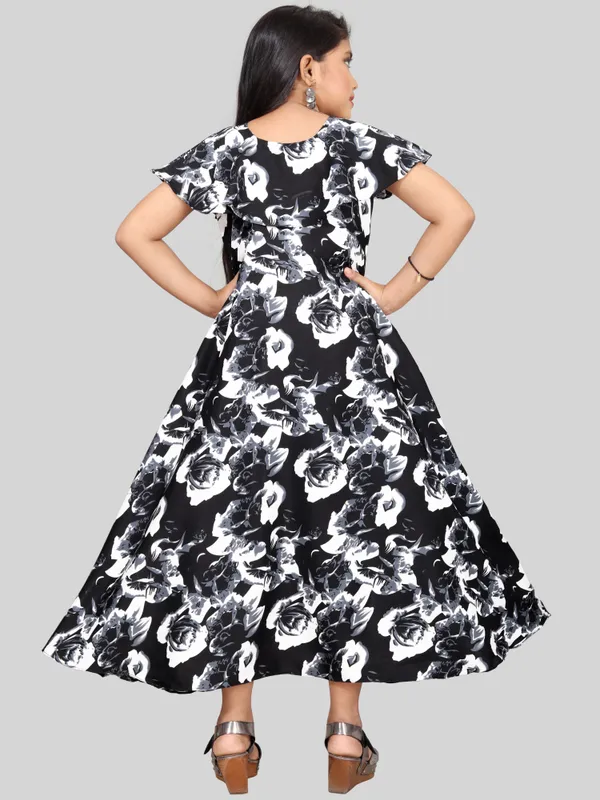 Girls_Black_&_White_Floral_Print_Layered_Flared_Maxi_Dress