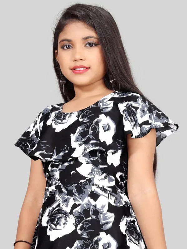 Girls_Black_&_White_Floral_Print_Layered_Flared_Maxi_Dress
