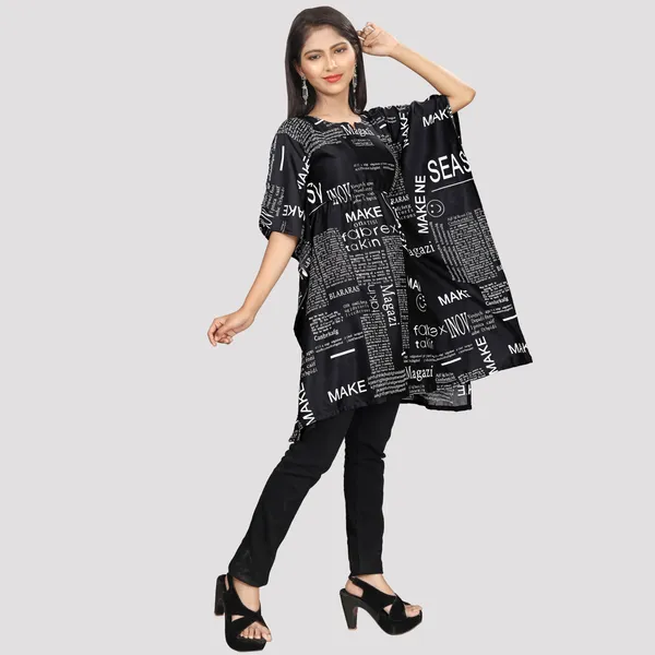Girls_Black_&_White_Text_Paper_Crepe_Print_Kaftan_Dress