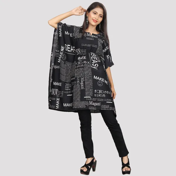 Girls_Black_&_White_Text_Paper_Crepe_Print_Kaftan_Dress