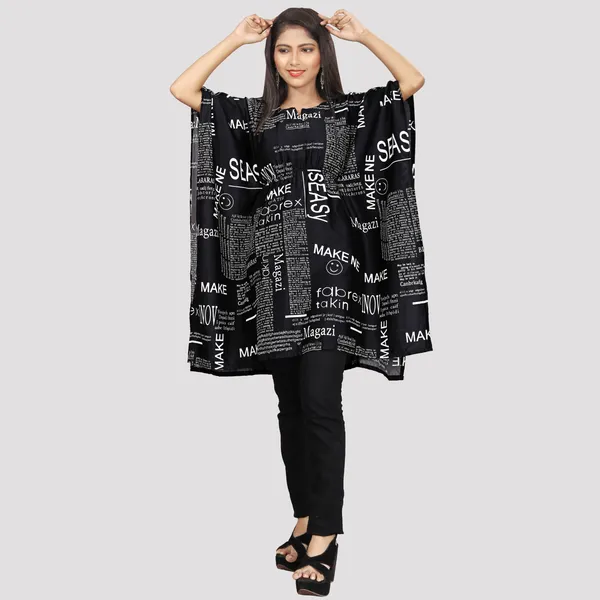 Girls_Black_&_White_Text_Paper_Crepe_Print_Kaftan_Dress