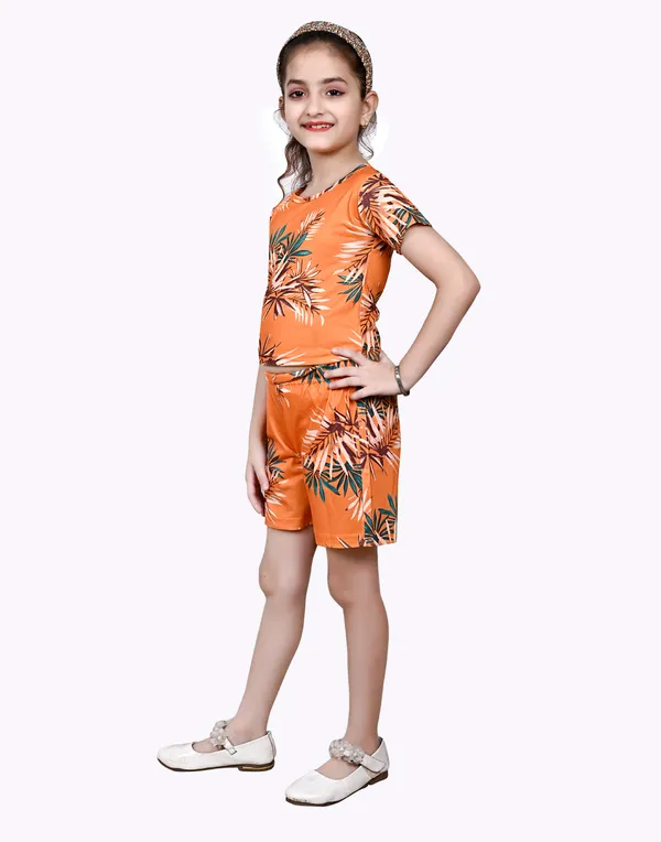 Orange_Girls_Casual_T-Shirt_Pyjama_Co-Ord_Set