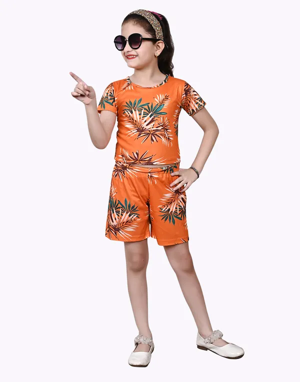 Orange_Girls_Casual_T-Shirt_Pyjama_Co-Ord_Set