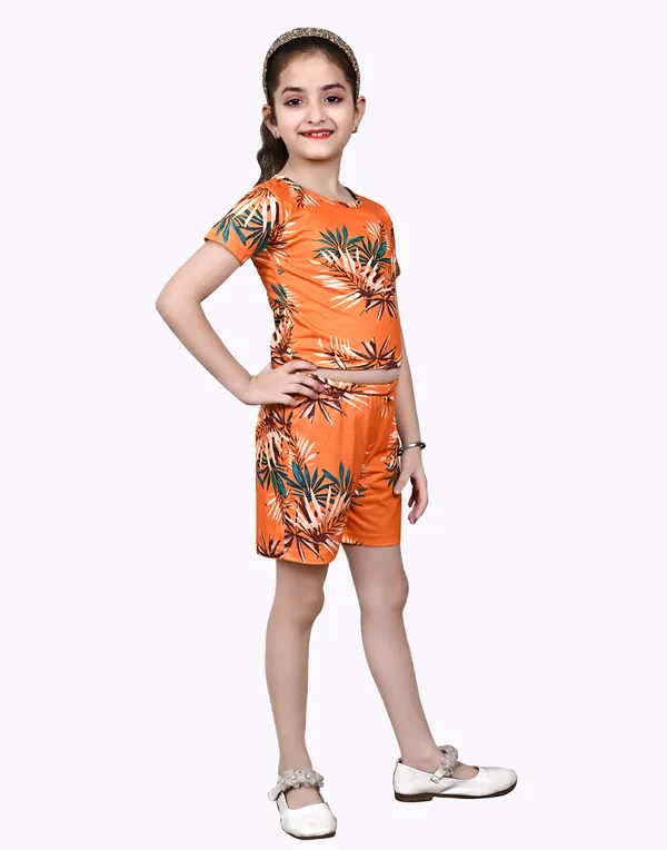 Orange_Girls_Casual_T-Shirt_Pyjama_Co-Ord_Set