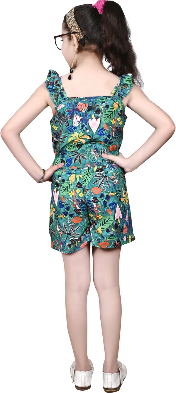 Green_Girls_Casual_Top_Shorts_Co-Ord_Set