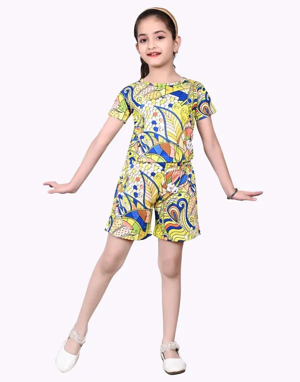 Yellow_Girls_Casual_T-Shirt_Pyjama_Co-Ord_Set