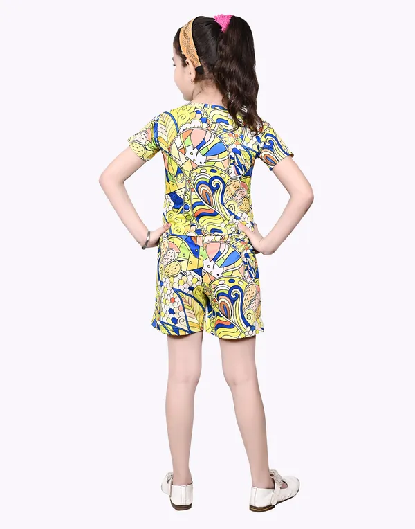 Yellow_Girls_Casual_T-Shirt_Pyjama_Co-Ord_Set
