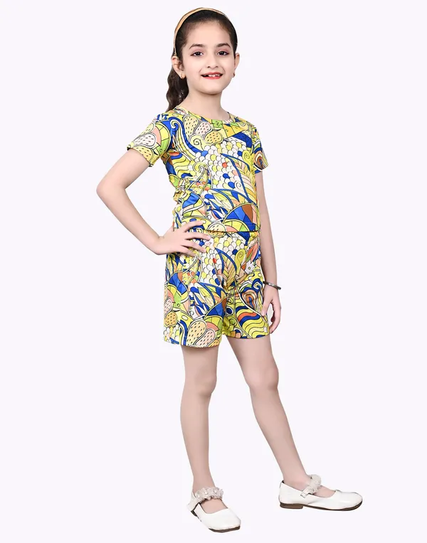 Yellow_Girls_Casual_T-Shirt_Pyjama_Co-Ord_Set