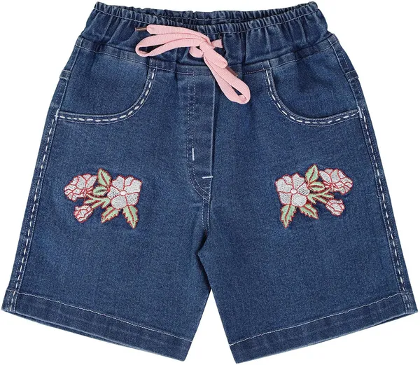 Blue_Short_For_Girls_Casual_Solid_Embriodered_Denim-Pack_Of_1