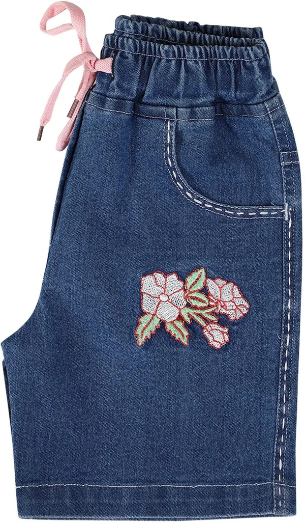 Blue_Short_For_Girls_Casual_Solid_Embriodered_Denim-Pack_Of_1
