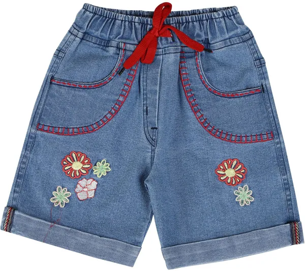 Blue_Short_For_Girls_Casual_Solid_Embriodered_Denim-Pack_Of_1